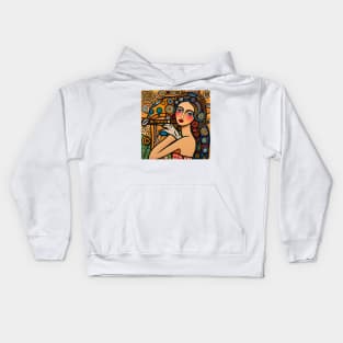 Young woman playing a Flute Kids Hoodie